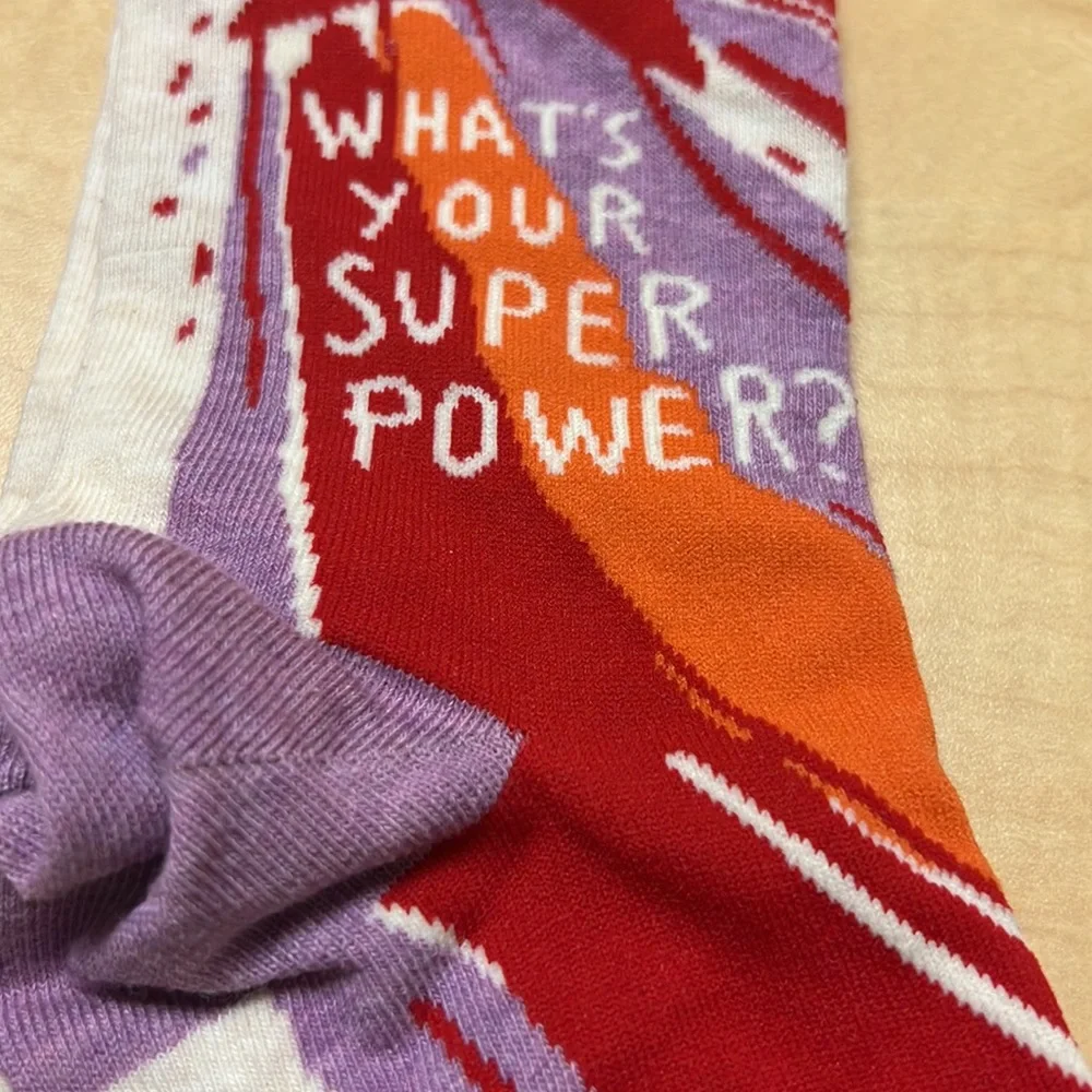 What’s Your Superpower‎ crew socks, NWT